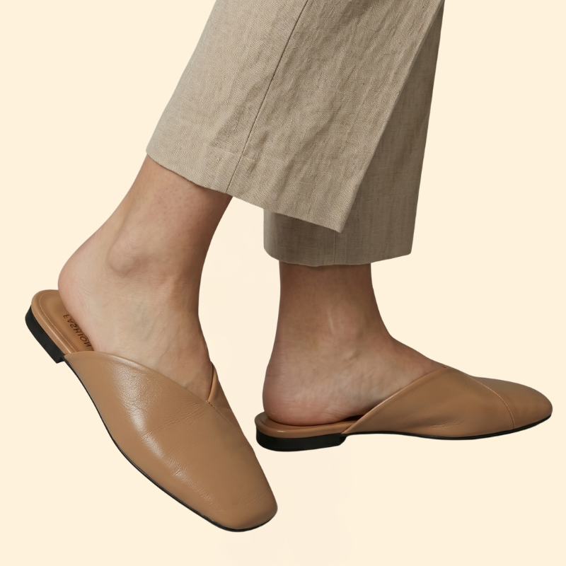 Women’s Square-Toe Mules with V-Cut
