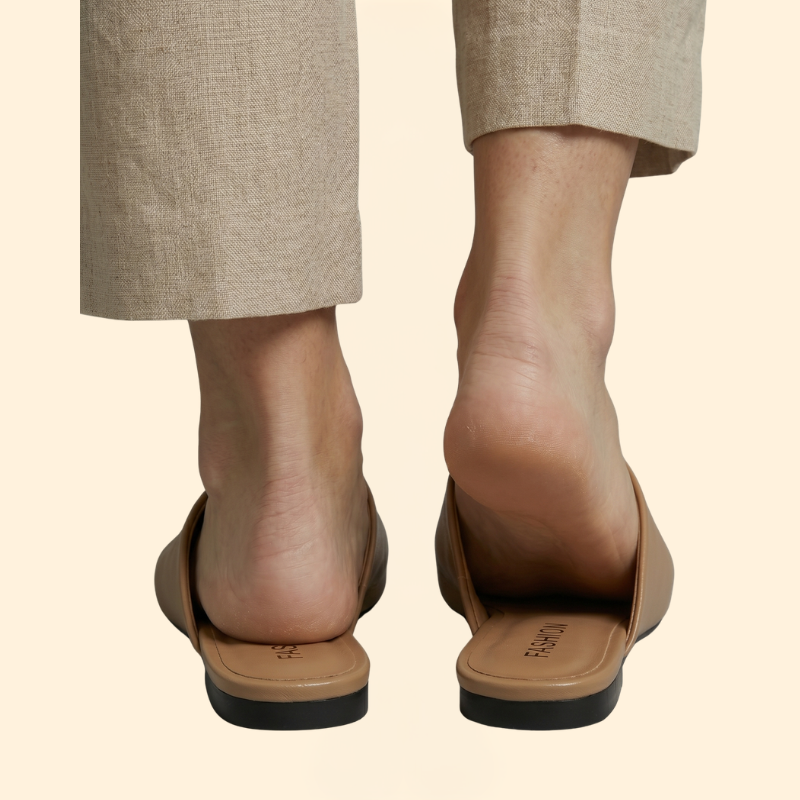 Women’s Square-Toe Mules with V-Cut
