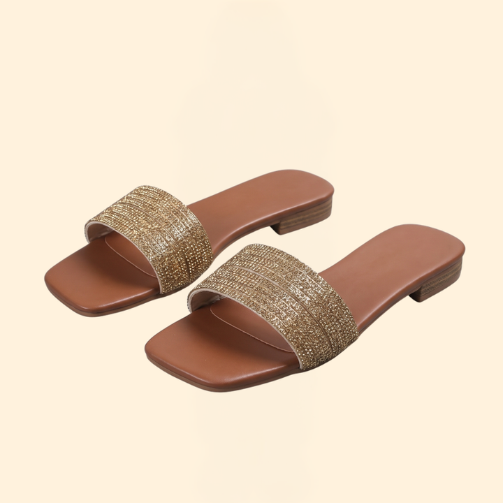 Women’s Square Toe Sandals with Rhinestones