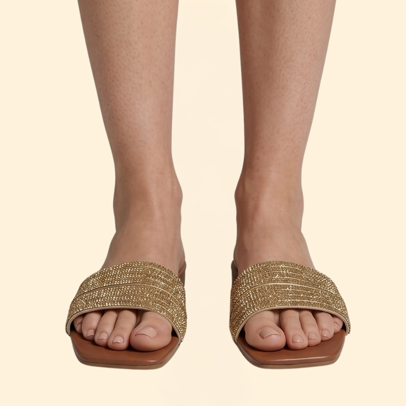 Women’s Square Toe Sandals with Rhinestones