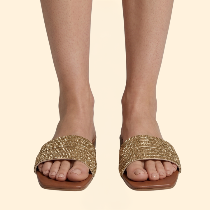 Women’s Square Toe Sandals with Rhinestones
