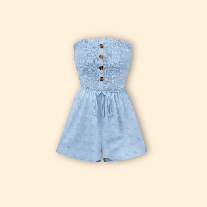Summer Strapless Jumpsuit for Women with Smocked Bodice