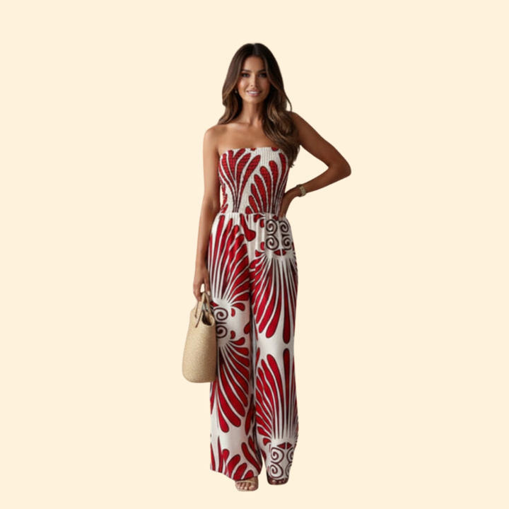 Women’s Strapless Jumpsuit with Floral Print