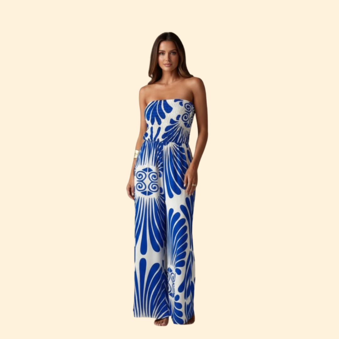 Women’s Strapless Jumpsuit with Floral Print