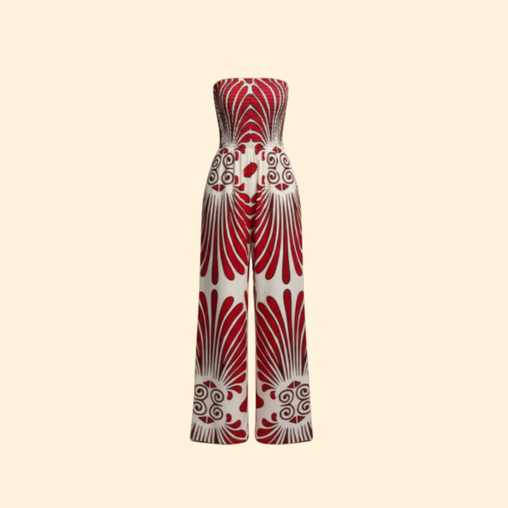 Women’s Strapless Jumpsuit with Floral Print