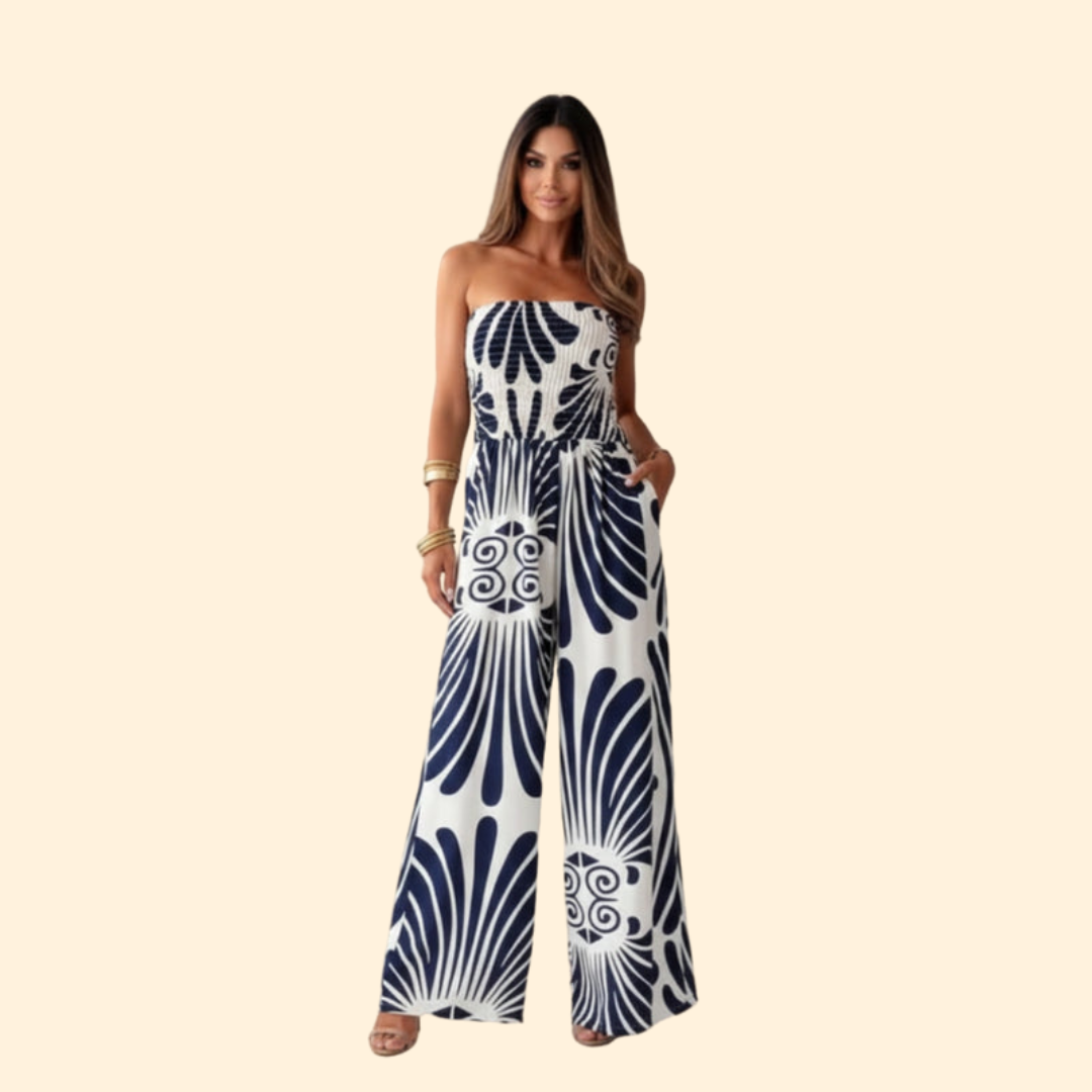 Women’s Strapless Jumpsuit with Floral Print