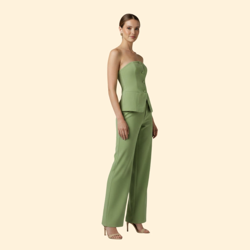 Women’s Strapless Top and Wide-Leg Pants Set