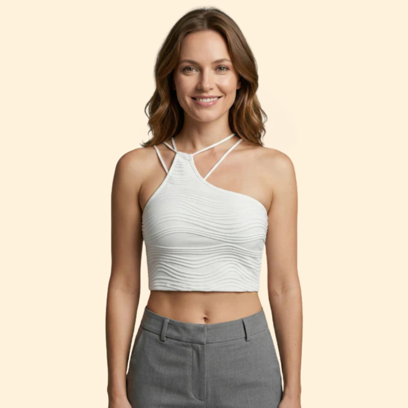 Women’s Crop Top with Textured Wavy Ribbing