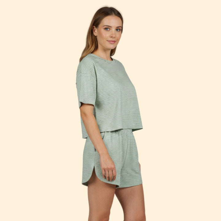 Women’s Striped Leisure Set with Elastic Waistband
