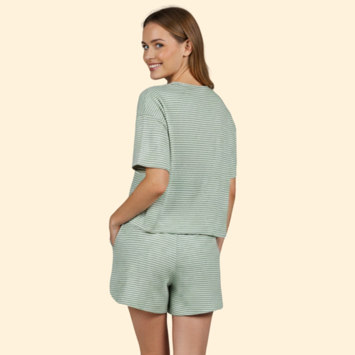 Women’s Striped Leisure Set with Elastic Waistband