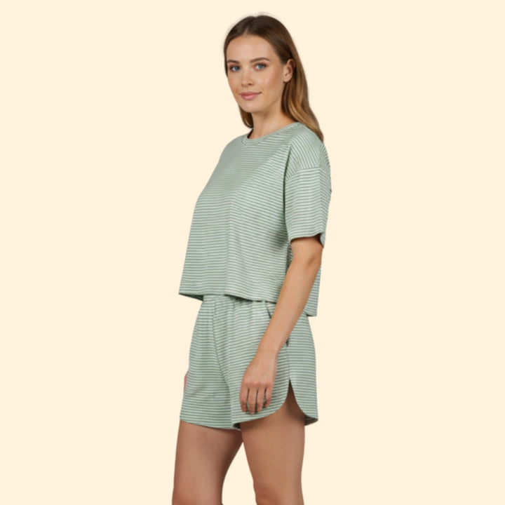 Women’s Striped Leisure Set with Elastic Waistband
