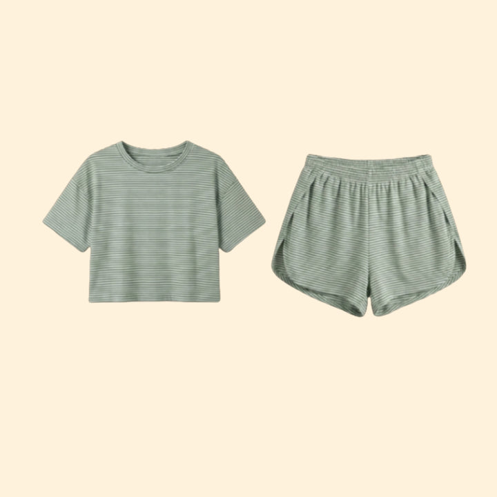 Women’s Striped Leisure Set with Elastic Waistband