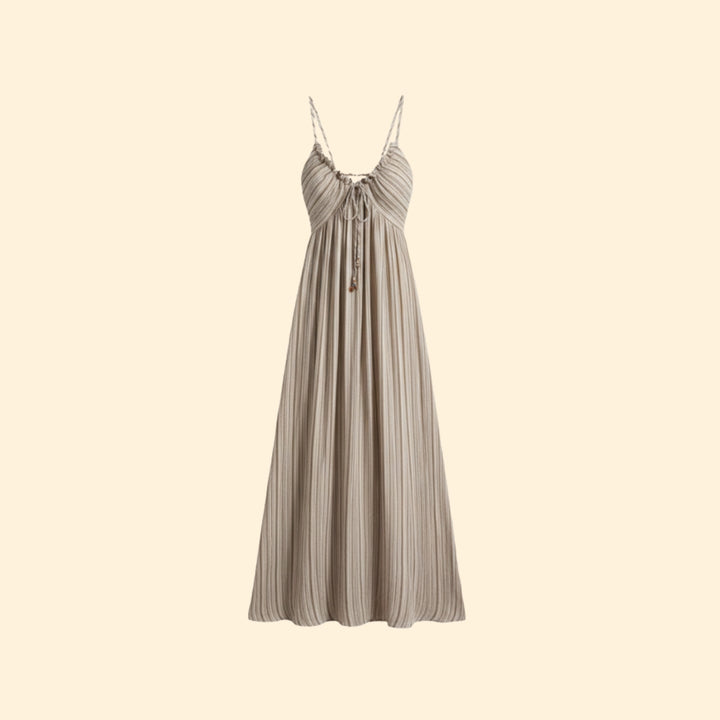 Women’s Striped Maxi Dress with Adjustable Straps