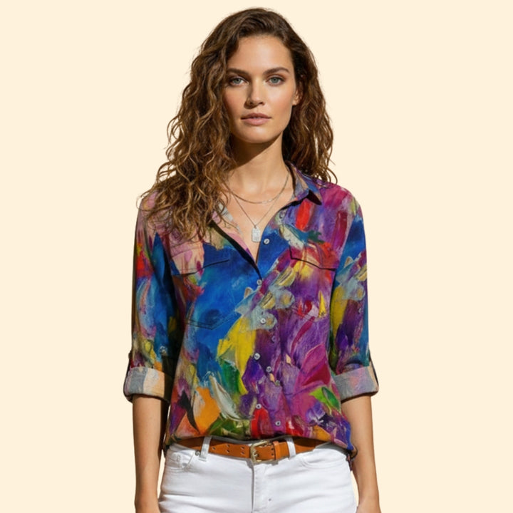 Women’s Striped Shirt with Button Front Design