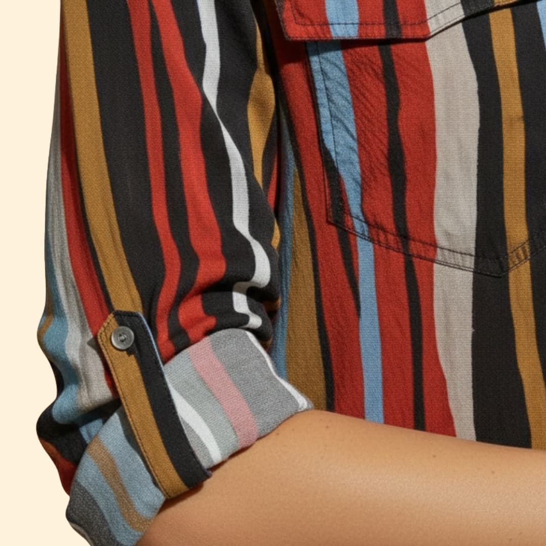 Women’s Striped Shirt with Button Front Design