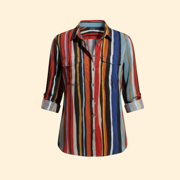 Women’s Striped Shirt with Button Front Design