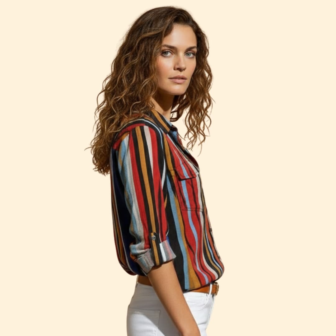 Women’s Striped Shirt with Button Front Design