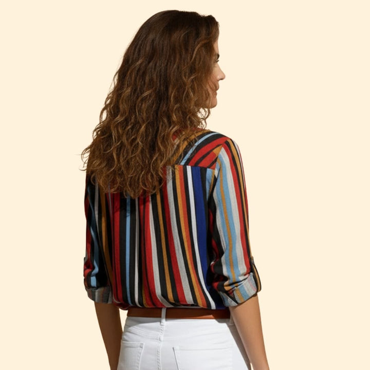 Women’s Striped Shirt with Button Front Design
