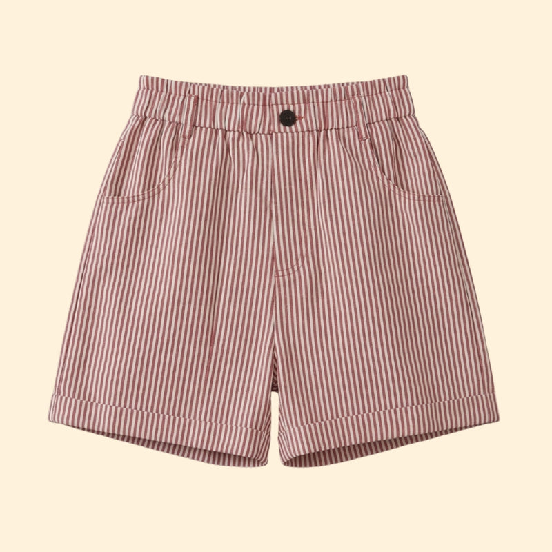 Women’s Striped Shorts with Button Waist