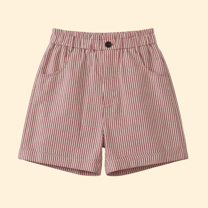 Women’s Striped Shorts with Button Waist