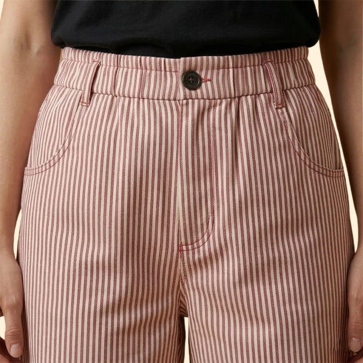 Women’s Striped Shorts with Button Waist