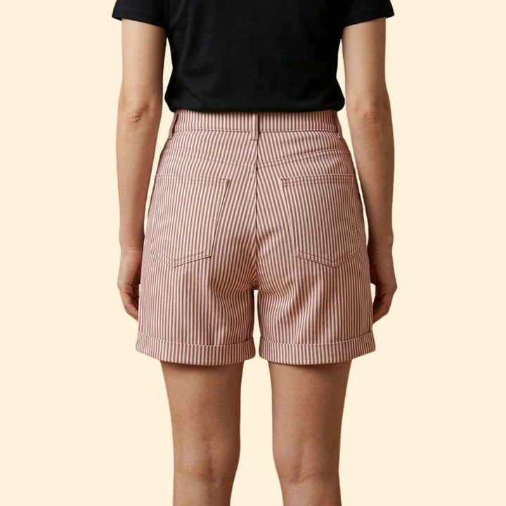Women’s Striped Shorts with Button Waist