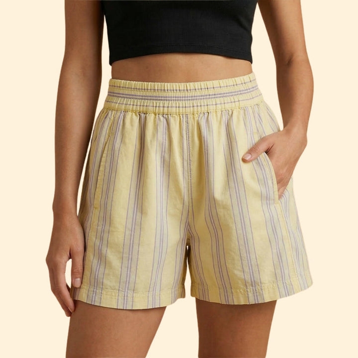 Women’s Striped Shorts with Elastic Waistband