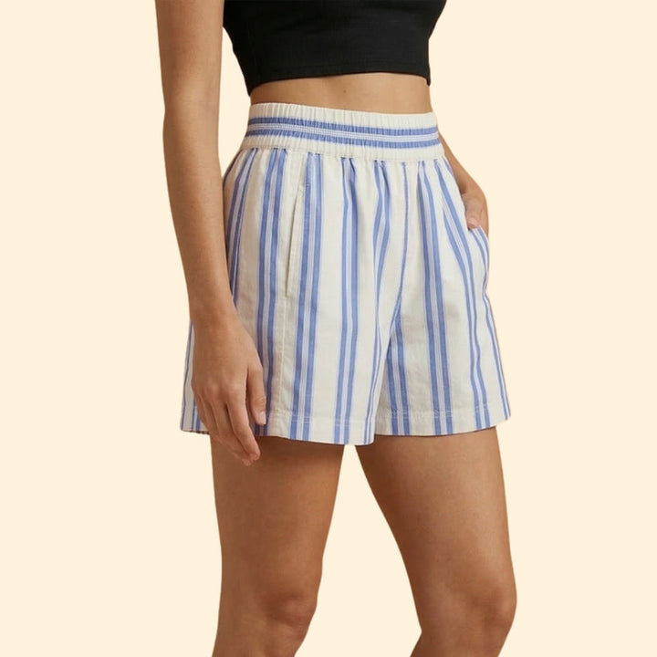 Women’s Striped Shorts with Elastic Waistband