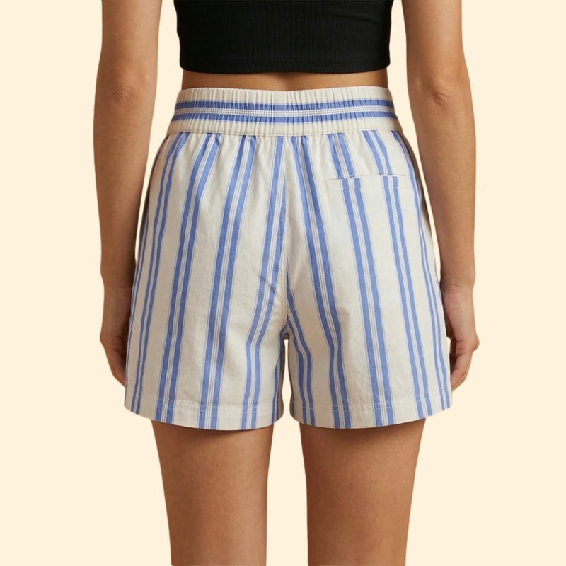 Women’s Striped Shorts with Elastic Waistband