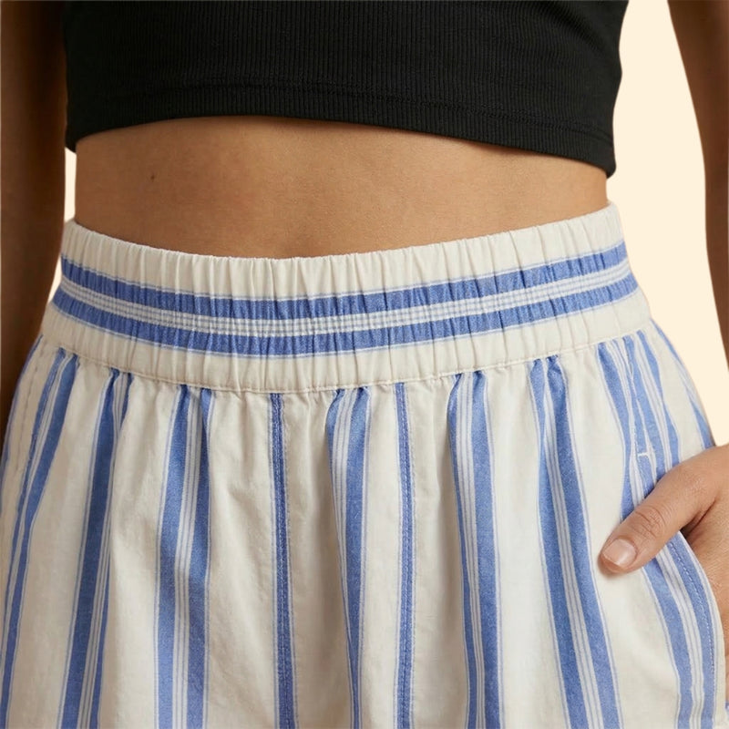 Women’s Striped Shorts with Elastic Waistband