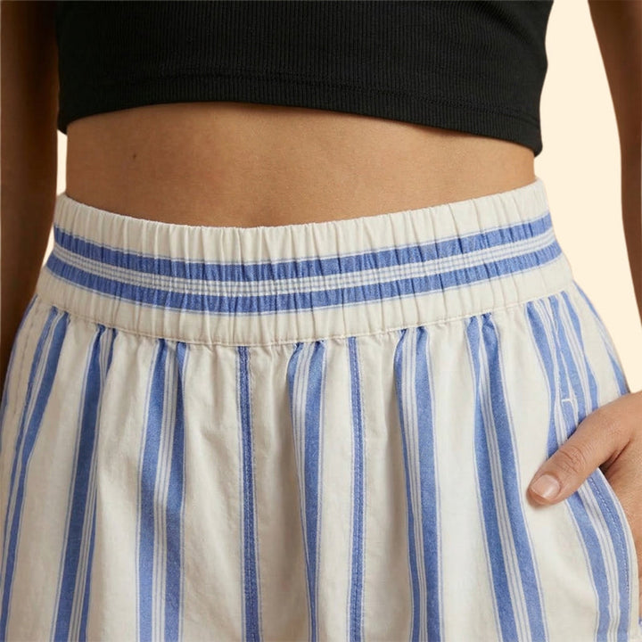Women’s Striped Shorts with Elastic Waistband