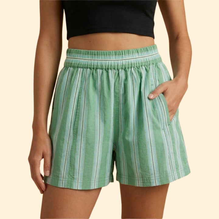 Women’s Striped Shorts with Elastic Waistband