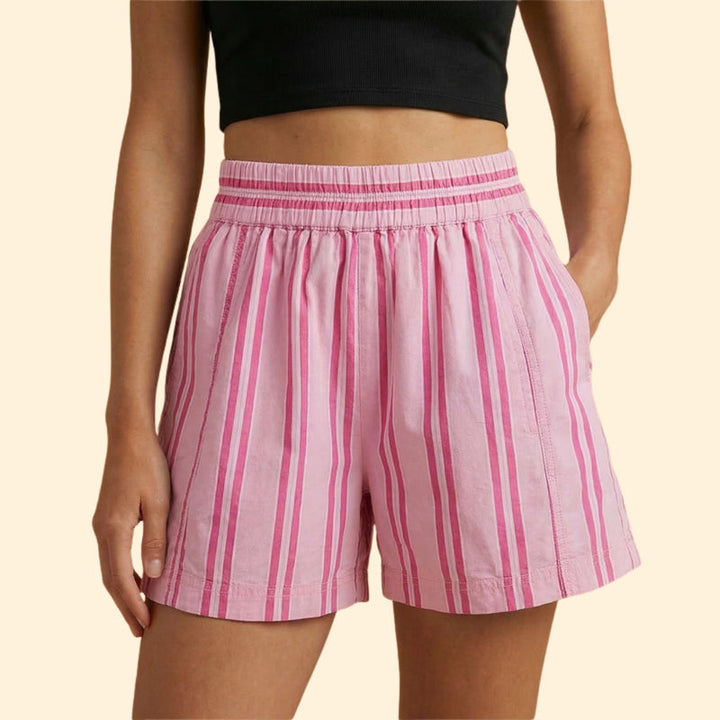 Women’s Striped Shorts with Elastic Waistband