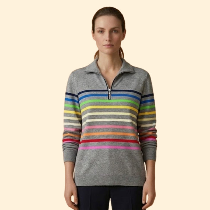 Women’s Striped Sweatshirt with Half-Zip