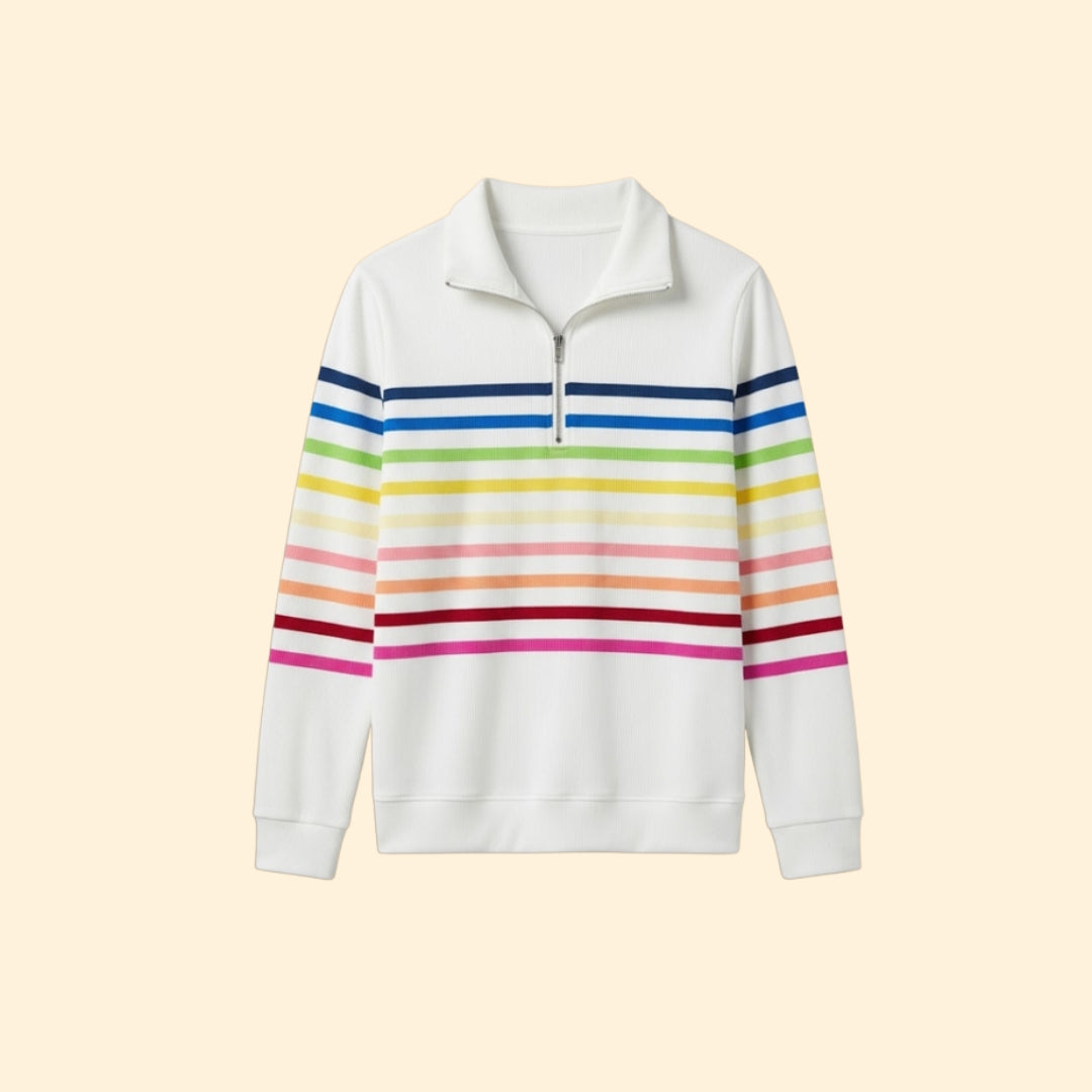 Women’s Striped Sweatshirt with Half-Zip