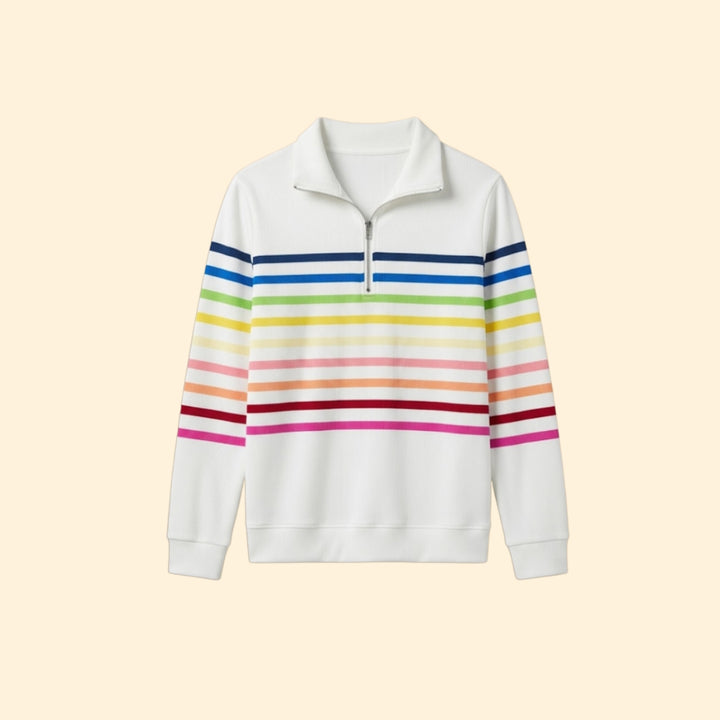Women’s Striped Sweatshirt with Half-Zip