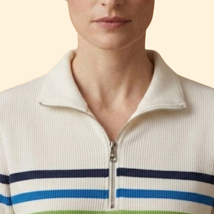 Women’s Striped Sweatshirt with Half-Zip