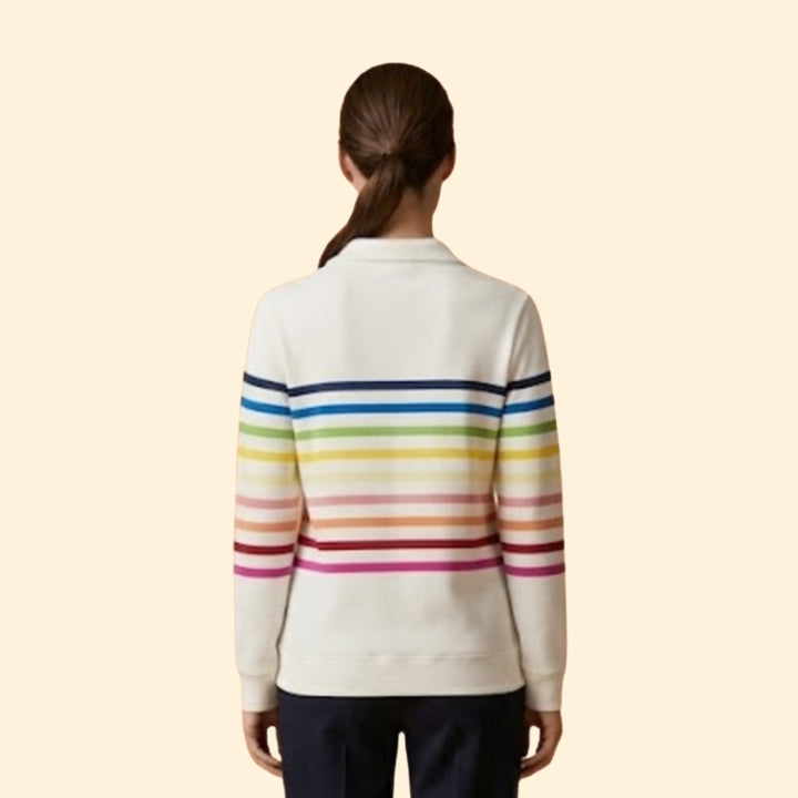 Women’s Striped Sweatshirt with Half-Zip