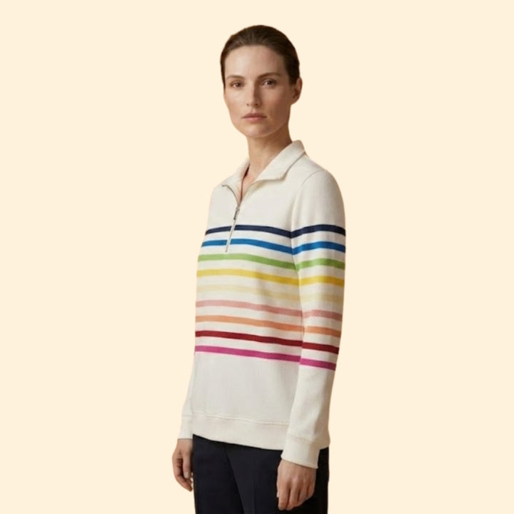 Women’s Striped Sweatshirt with Half-Zip