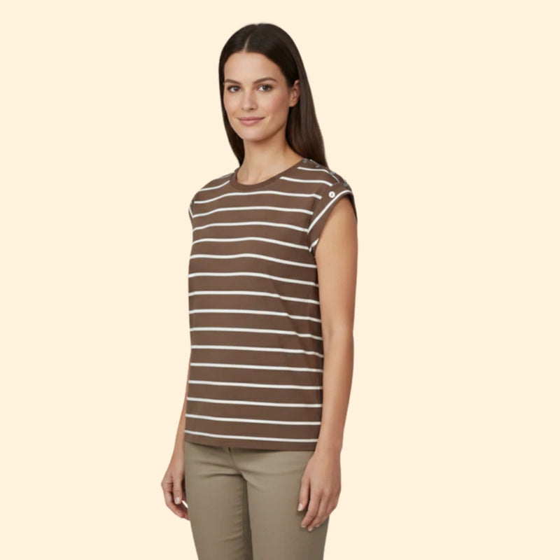 Women’s Striped T-Shirt with Rolled Sleeves