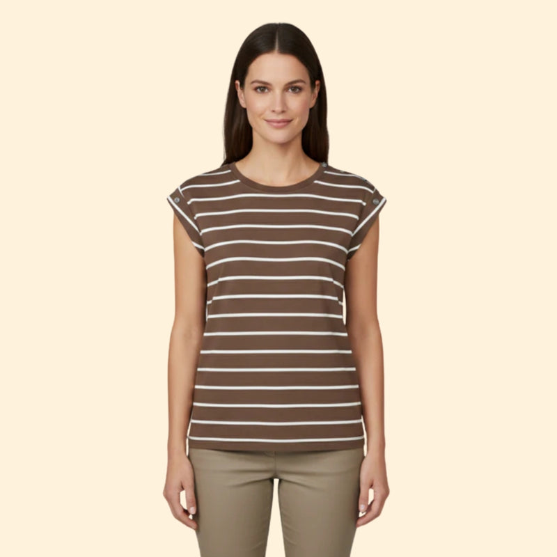 Women’s Striped T-Shirt with Rolled Sleeves