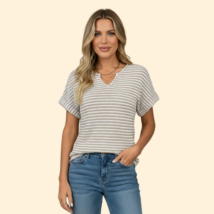 Women’s Striped T-Shirt with V-Neck