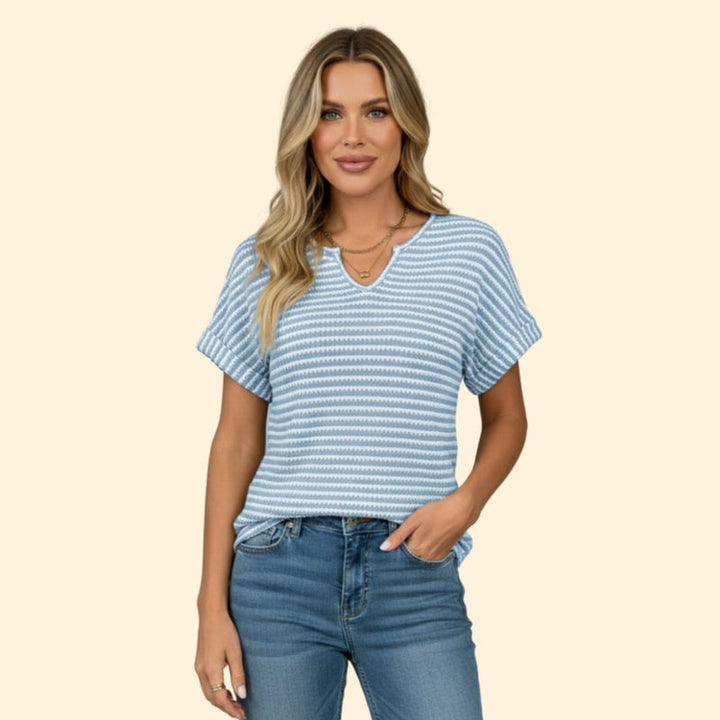 Women’s Striped T-Shirt with V-Neck