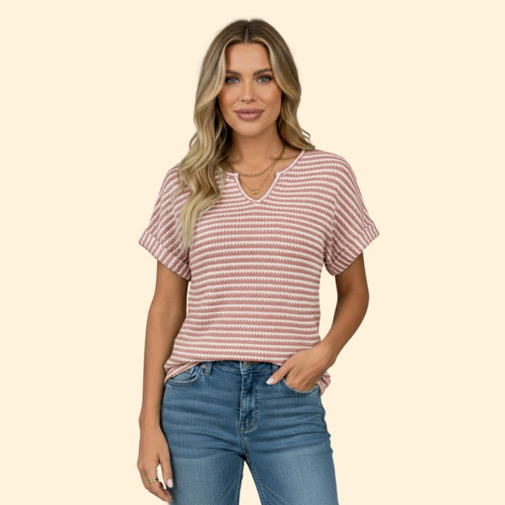 Women’s Striped T-Shirt with V-Neck