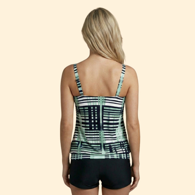 Women’s Striped Tankini Set with Adjustable Straps