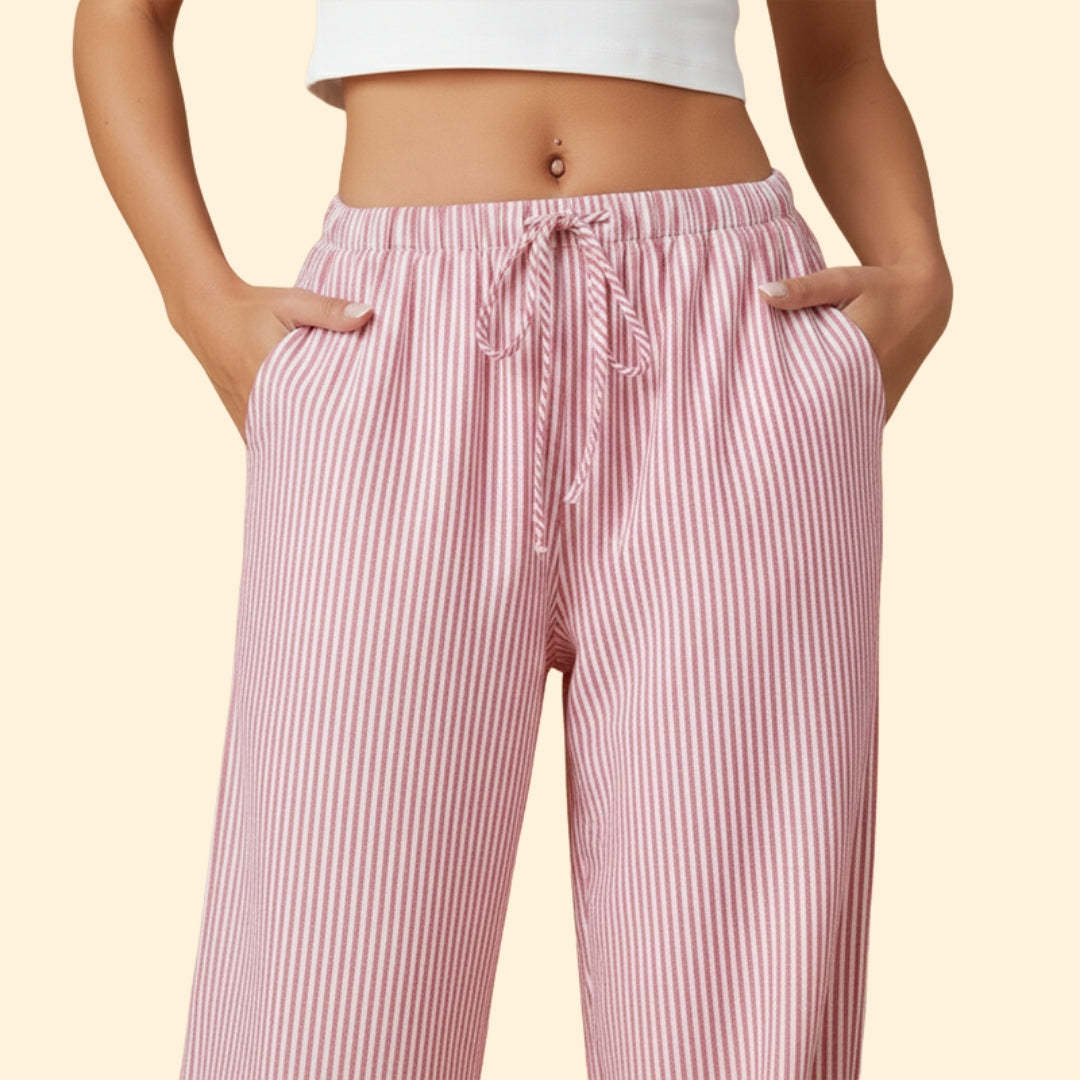 Women's Striped Trousers with Side Pockets