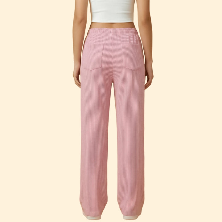 Women's Striped Trousers with Side Pockets