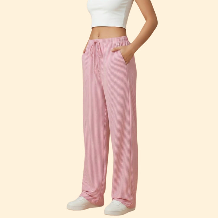 Women's Striped Trousers with Side Pockets
