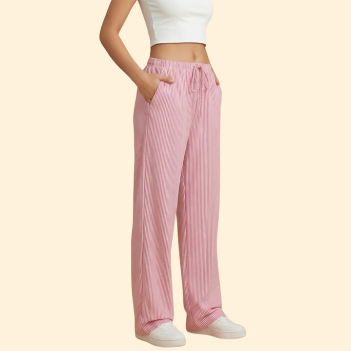 Women's Striped Trousers with Side Pockets