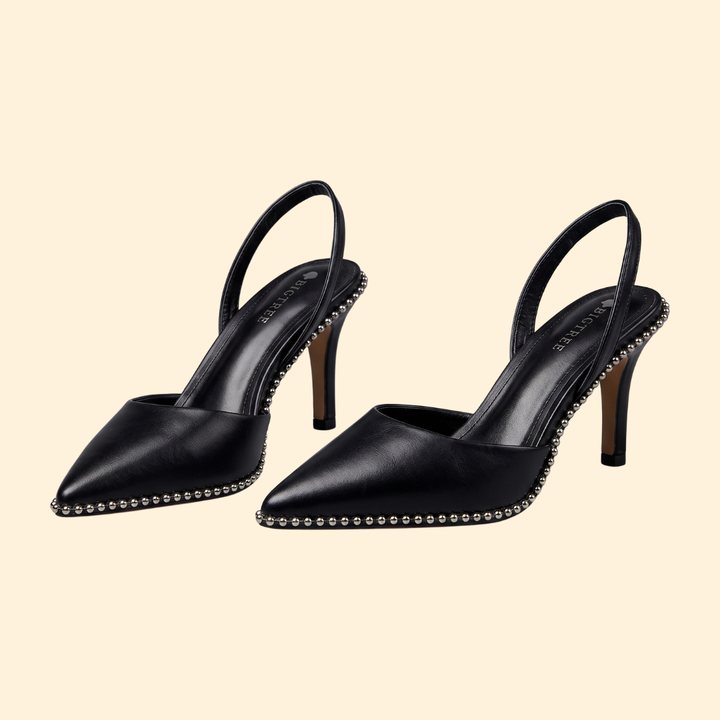 Women’s Studded Slingback Heels with Crystals